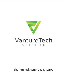 Letter F V VF Triangle Logo Tech Design Vector Stock illustration .  Triangle Tech Logo Design 