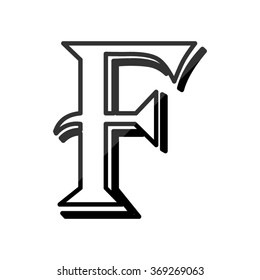 Letter F, vector alphabet