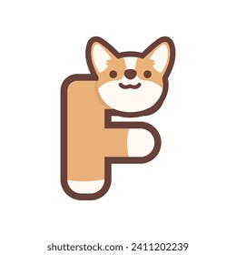A letter F vector cute corgi dog