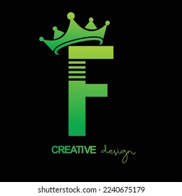 letter "F" vector design with crown, green background