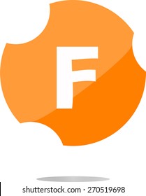 Letter F vector flat icon. orange and white colors