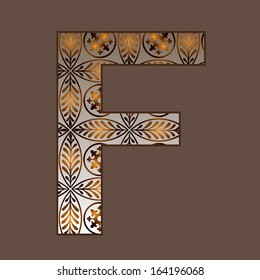 Letter F, vector font of vintage texture. See the entire set of alphabet from this series in my portfolio.