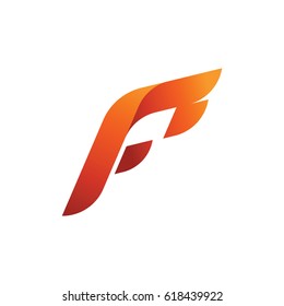 Letter f vector icon with fire shape.