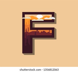 Letter F Vector Illustration flat design concept nature