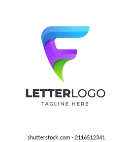 Diseño del logotipo vectorial de la letra F con un color de gradiente moderno para empresas o marcas personales