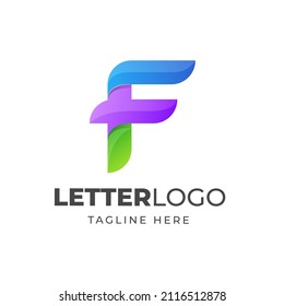 Letter F vector logo design with colorful gradient color for company business or personal branding 
