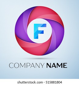 Letter F vector logo symbol in the colorful circle. Vector template for your design
