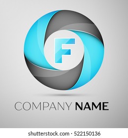Letter F vector logo symbol in the colorful circle. Vector template for your design
