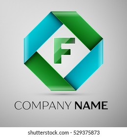 Letter F vector logo symbol in the colorful rhombus. Vector template for your design