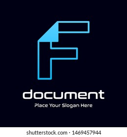 Letter F vector logo template with paper or page symbol. This alphabet suitable for office, data, administration.