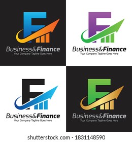Plantilla para el logotipo del vector de la letra F, logotipo de la letra colorida F, logotipo de la empresa financiera, icono de la plantilla de diseño de los asesores del Instituto Financiero