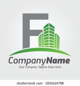 Letter F vector logo template, Colorful Letter F logo, Real Estate, Building and Construction Logo Design Template Vector Icon