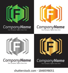 Letter F vector logo template, Colorful Letter F logo