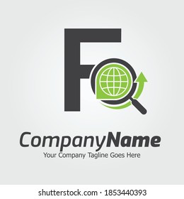 Letter F vector logo template, Colorful Letter F, Creative Letter F logo design template elements, F letter best design, alphabet logo design, searching, magnifier 