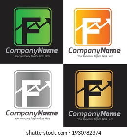 Plantilla para el logotipo del vector de la letra F, logotipo de la letra colorida F, logotipo de la empresa financiera, icono de la plantilla de diseño de los asesores del Instituto Financiero
