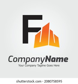 Letter F vector logo template, Colorful Letter F logo, Real Estate, Building and Construction Logo Design Template Vector Icon