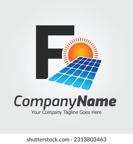 Letter F vector logo template, Colorful Letter F logo, Solar power logo design,  Solar panel logo, Renewable energy, Solar energy brand

