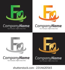 Plantilla para el logotipo del vector de la letra F, logotipo de la letra colorida F, logotipo de la empresa financiera, icono de la plantilla de diseño de los asesores del Instituto Financiero