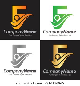 Plantilla para el logotipo del vector de la letra F, logotipo de la letra colorida F, logotipo de la empresa financiera, icono de la plantilla de diseño de los asesores del Instituto Financiero