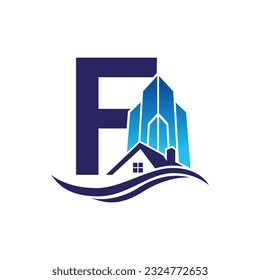 Letter F vector logo template, Colorful Letter F logo, Real Estate, Building and Construction Logo Design Template Vector Icon