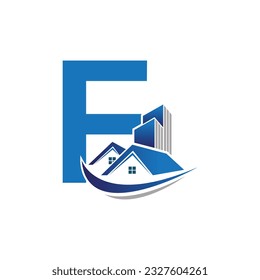 Plantilla para el logotipo del vector de la letra F, logotipo de la letra colorida F, inmobiliario, logotipo de construcción y diseño de la plantilla de vectores