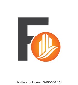 Letter F vector logo template, Colorful Letter F logo, Real Estate, Building and Construction Logo Design Template Vector Icon