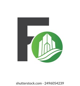 Letter F vector logo template, Colorful Letter F logo, Real Estate, Building and Construction Logo Design Template Vector Icon