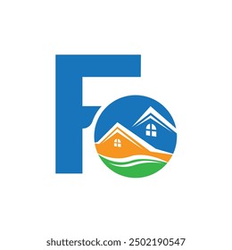 Letra F Vector logo Plantilla, Colorido Letra F logo, Bienes Raíces, Edificio y Construcción Logotipo Diseño Vector de Plantilla Icono