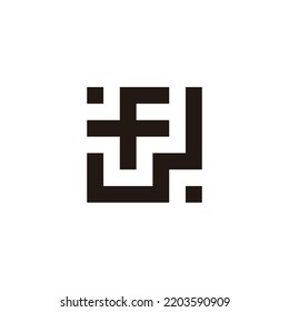 Letra f cuadrado W, símbolo geométrico simple vector logotipo