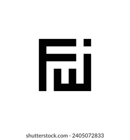 Letter F w i square geometric symbol simple logo vector
