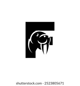 Letter F Walrus logo icon vector