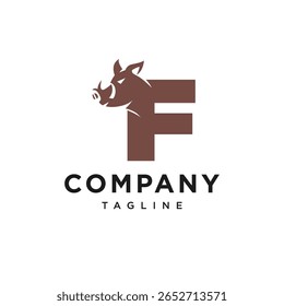 Letra F Warthog Logo Icon Vetor