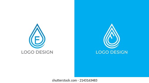 Letter F Water drop Logo Concept sign icon symbol Design Linear style. Vector illustration logo template
