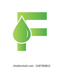 Letter F Water Logo Element Vector Template. Water Drop Logo Symbol