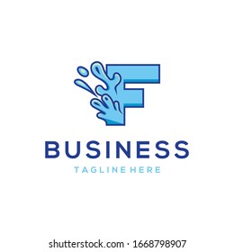 Letter F Water Splash Nature Creative Illustration Business Logo