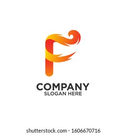 letter F with wave logo design