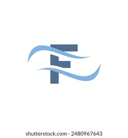 Letter F Wave Ocean Modern Simple Business Creative Design Icon Logo