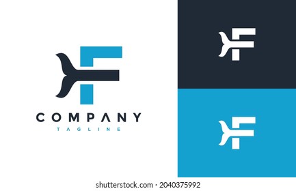 letter F whale tail logo	