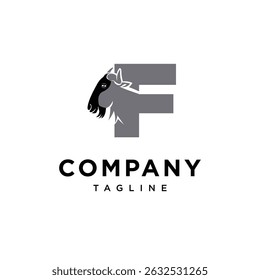 Letter F Wildebeest Logo Icon Vector