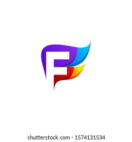 Letter F Wing Feathers Logo Design Stock Vector (Royalty Free ...