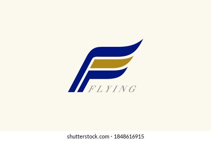 Letter F wing flag logo icon design template elements