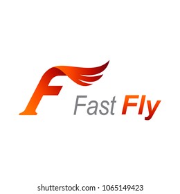 Letter F + Wing Logo, Flying Logo, Initial Monogram Logo Concept, Feather Vector Illustration
