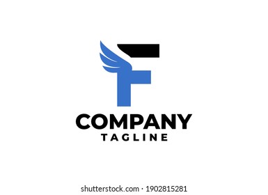 letter F with a wing logo illustration. good for sport company or any company.