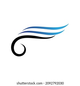 letra f como logotipo de ala , simple y limpia