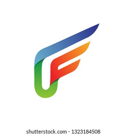 Letter F Wing Logo Vector