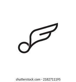 Letter F Wing Simple Geometric Line Logo Vector