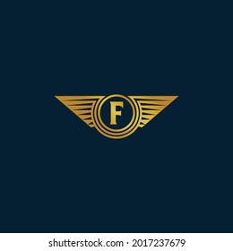 Plantilla de logotipo de letras F y Wings