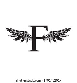 Letra F con diseño vectorial del logotipo Wings