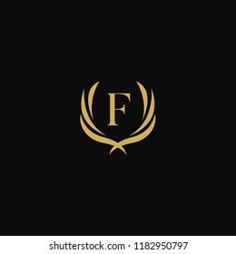 Letter F wings, Luxury gold crest logo design