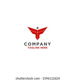 Letter F with wings symbol vector logo template.